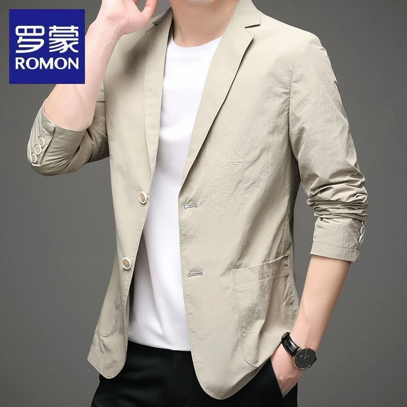 罗蒙春秋季新款男士休闲西服时尚中青年西装商务高档外套上衣潮流