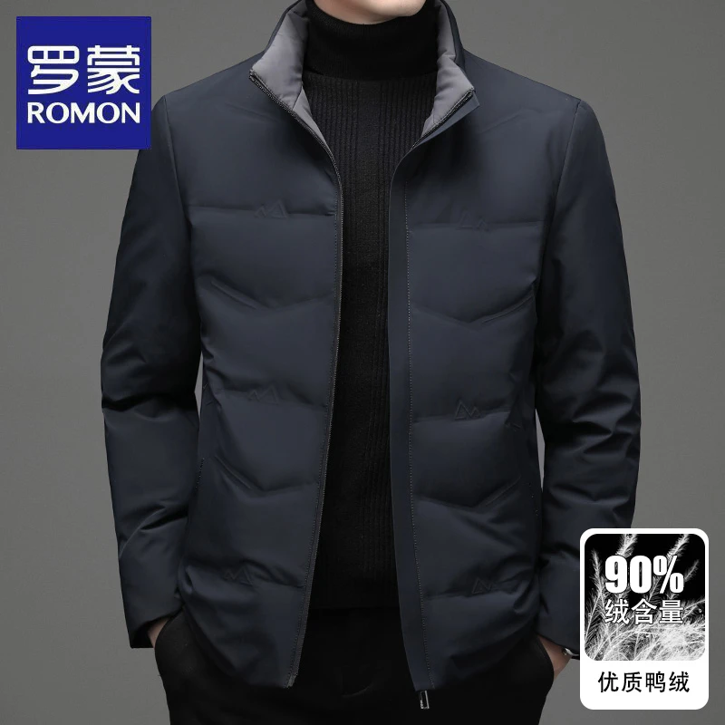 【鸭绒】罗蒙冬季新款轻薄羽绒服男士加厚保暖韩版帅气短款立领外
