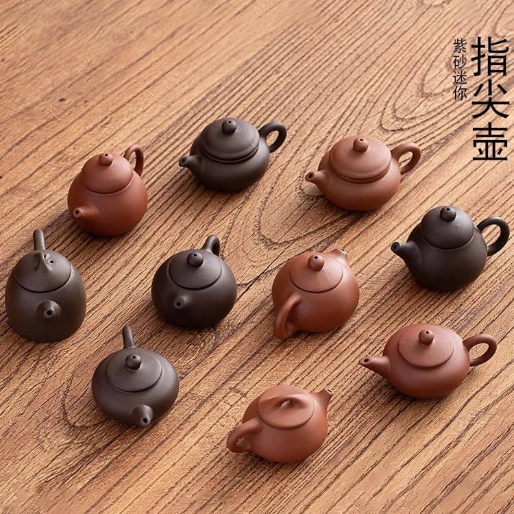 迷你紫砂壶创意小号袖珍指尖壶把把壶茶玩茶宠摆件功夫茶具可养