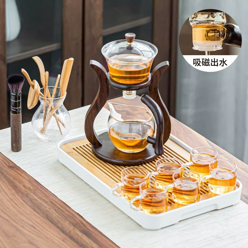 懒人玻璃茶具全自动泡茶器耐热透明功夫茶壶茶杯套装家用会客轻奢