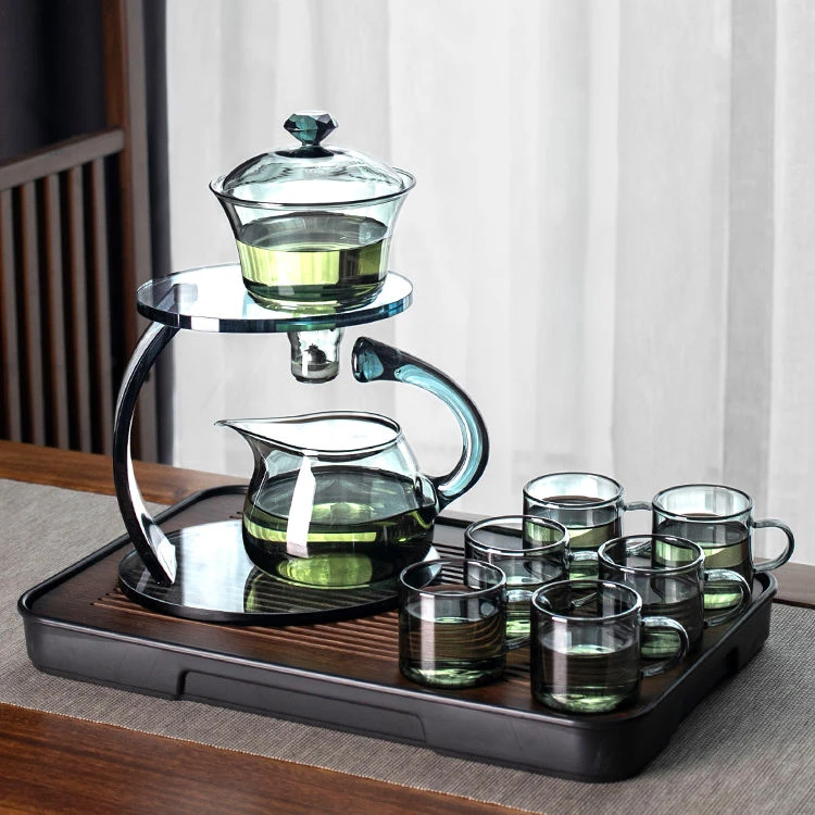 半自动玻璃茶具套装家用轻奢简约磁吸泡茶壶功夫茶杯懒人泡茶神器