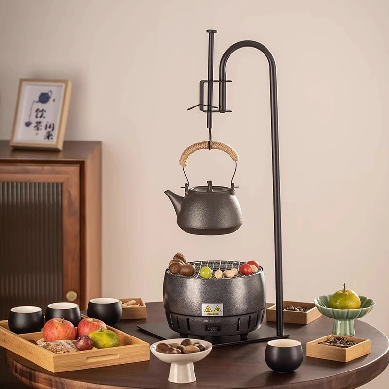 围炉煮茶家用室内全套中式电烤茶炉煮茶器玻璃泡茶壶户外炭炉烤火