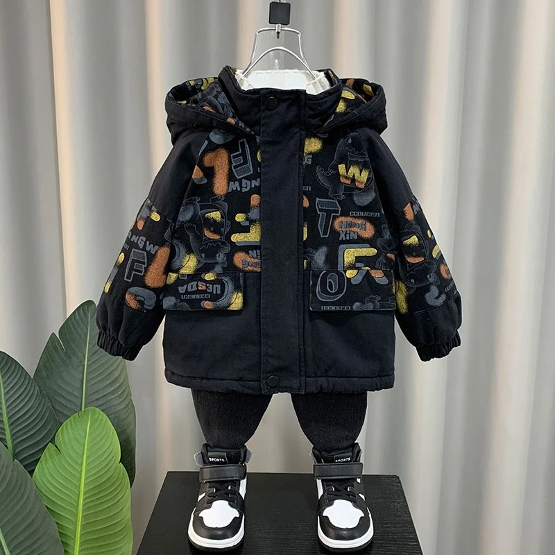 儿童棉服外套男童冬季棉衣2023新款宝宝加绒加厚冬装棉袄保暖上衣
