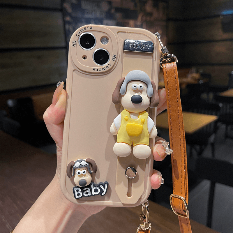 狗狗iphone15promax挂绳手机壳女苹果14斜挎抱婴袋式12/11/13腕带
