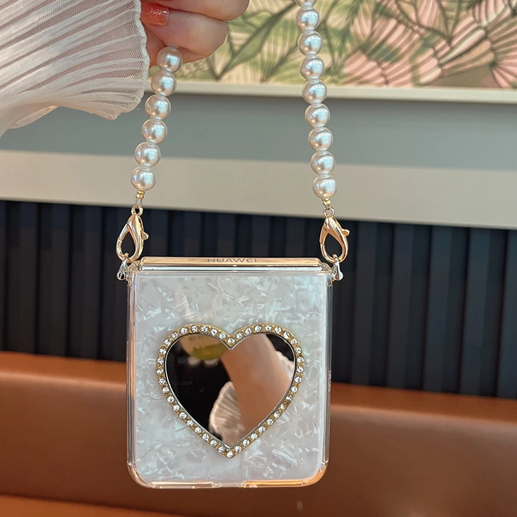 爱心镜子适用荣耀magicvflip手机壳折叠新款magic v flip手机壳