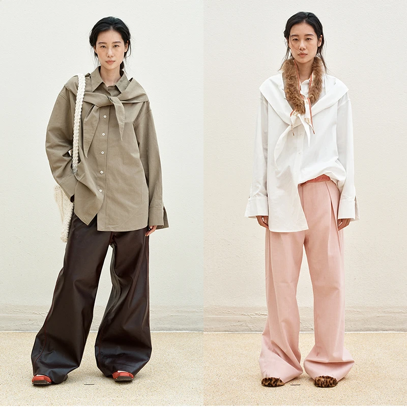 Gemini 买手店 MEDIUM WELL 廓形宽松休闲领结长袖衬衫女