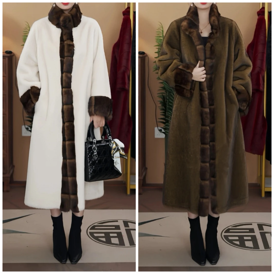 女士时尚百搭严寒短二小龙猫皮毛设计时尚冬季保暖轻奢长大衣女潮