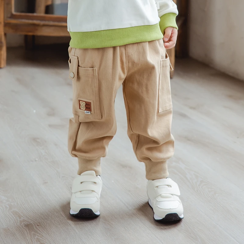 品牌宝宝秋季长裤男童休闲裤儿童秋款工装裤小童裤子XBK45808