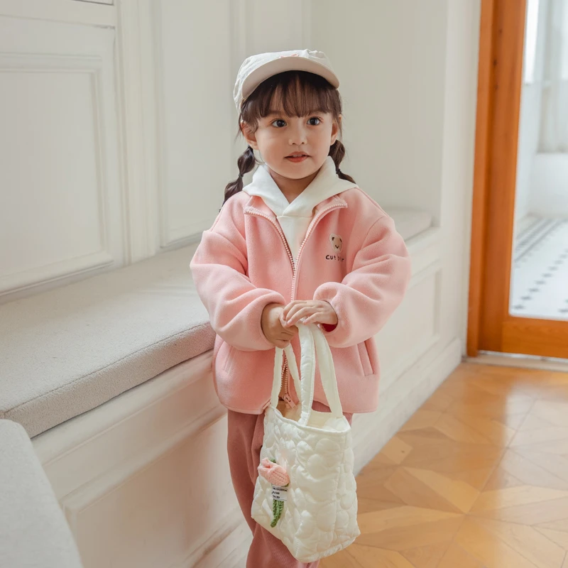 品牌女童加绒外套儿童摇粒绒外穿上衣打底长袖内胆内搭XGW45738