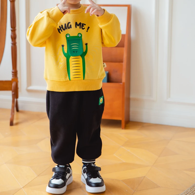 品牌男宝宝针织裤休闲裤束脚长裤儿童春秋卫裤百搭裤子XBK45881