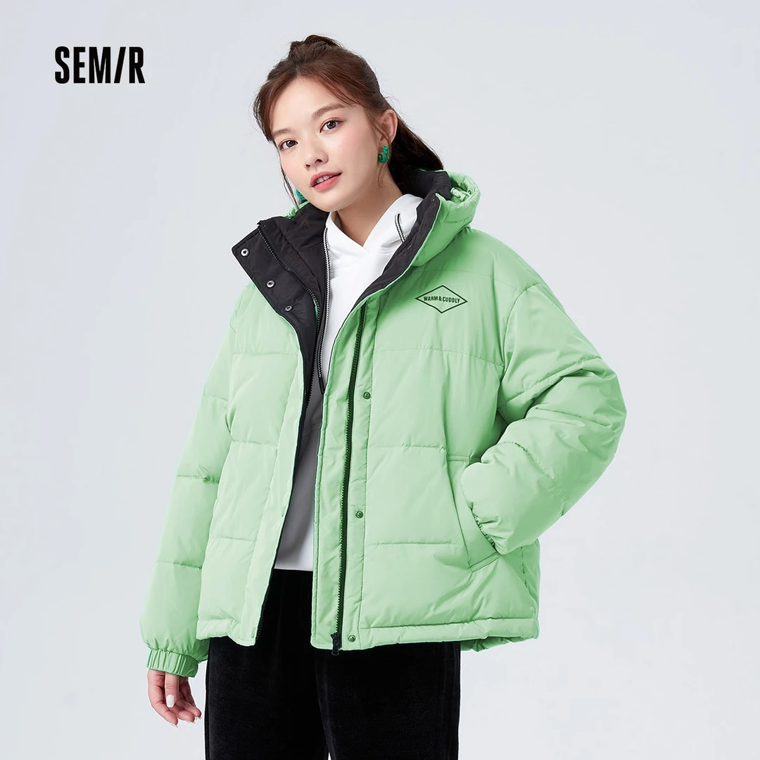 Semir/森马森马冬季女装宽松短厚棉服保暖轻松印花101722112007