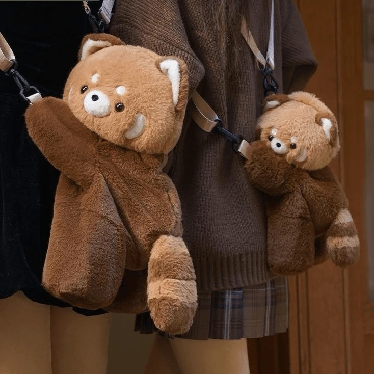 小熊猫趴趴包可爱毛绒包包单双肩包女玩偶斜挎包卡通包包生日礼物