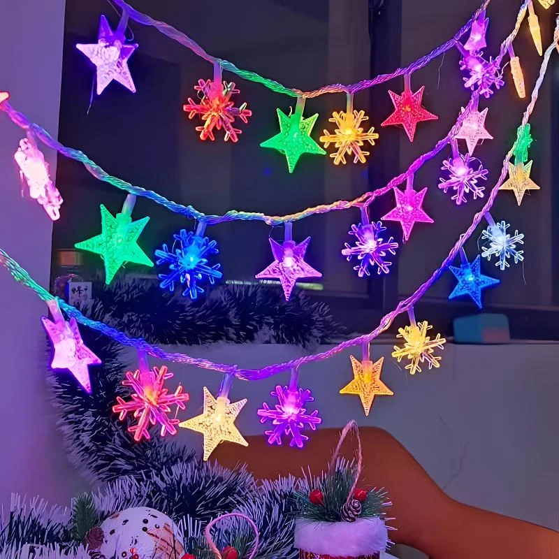 圣诞节日灯光氛围灯生日场景布置星星灯彩灯串灯带灯条摆摊装饰灯