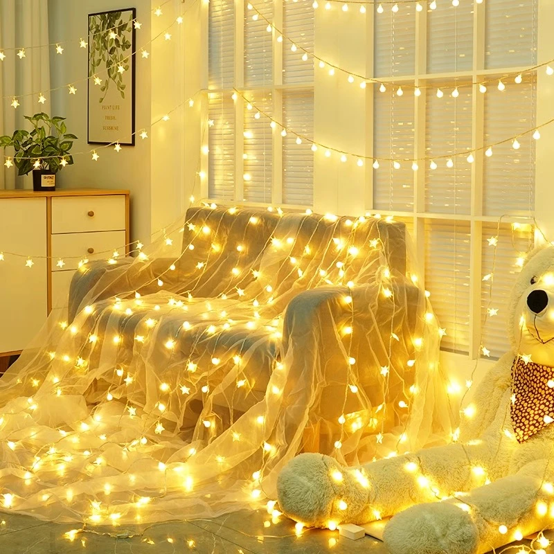 星星灯带挂灯彩灯闪灯串灯条生日布置装饰灯太阳能户外露营氛围灯