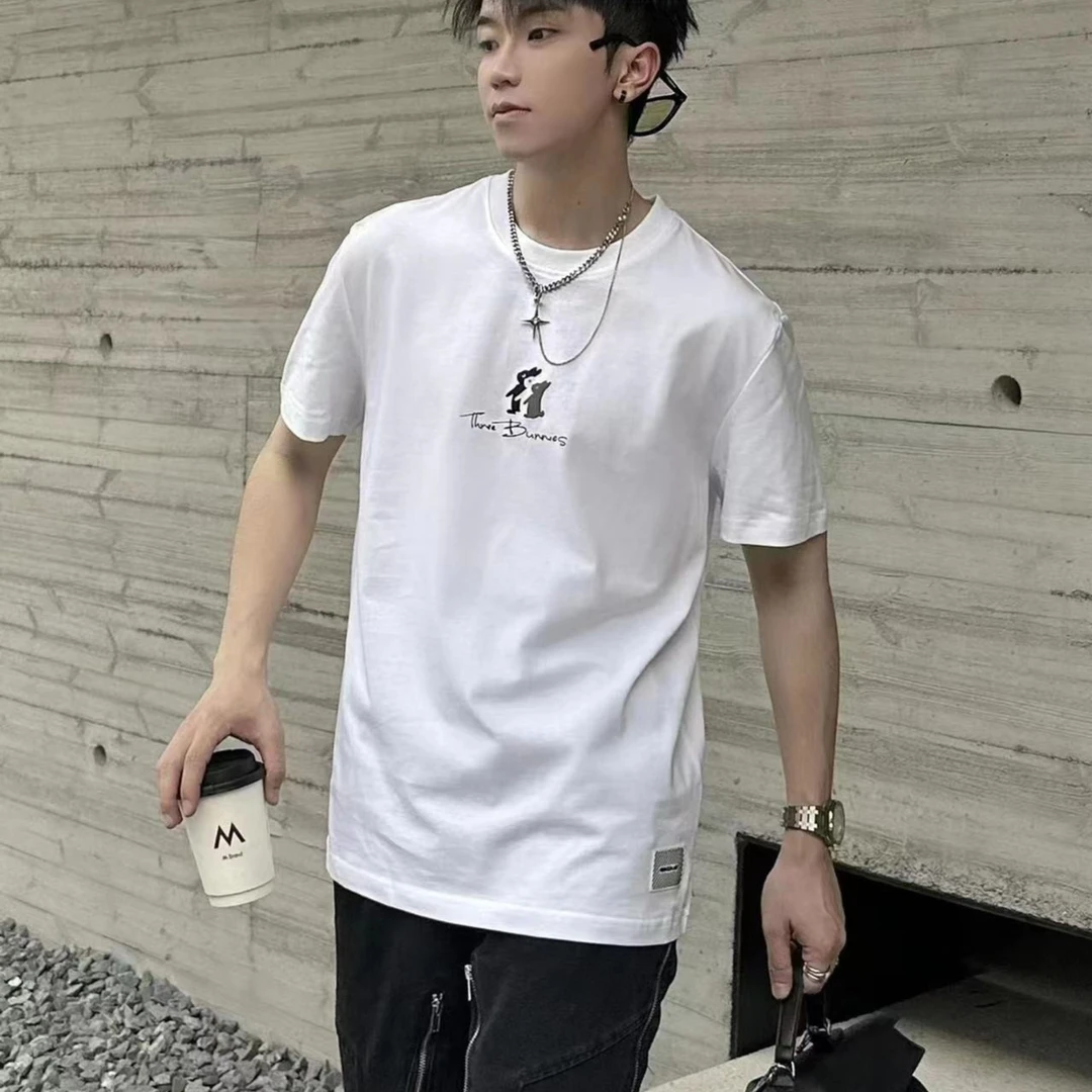 夏季潮流上衣短袖防螨凉感情侣T恤休闲inst恤印花男士