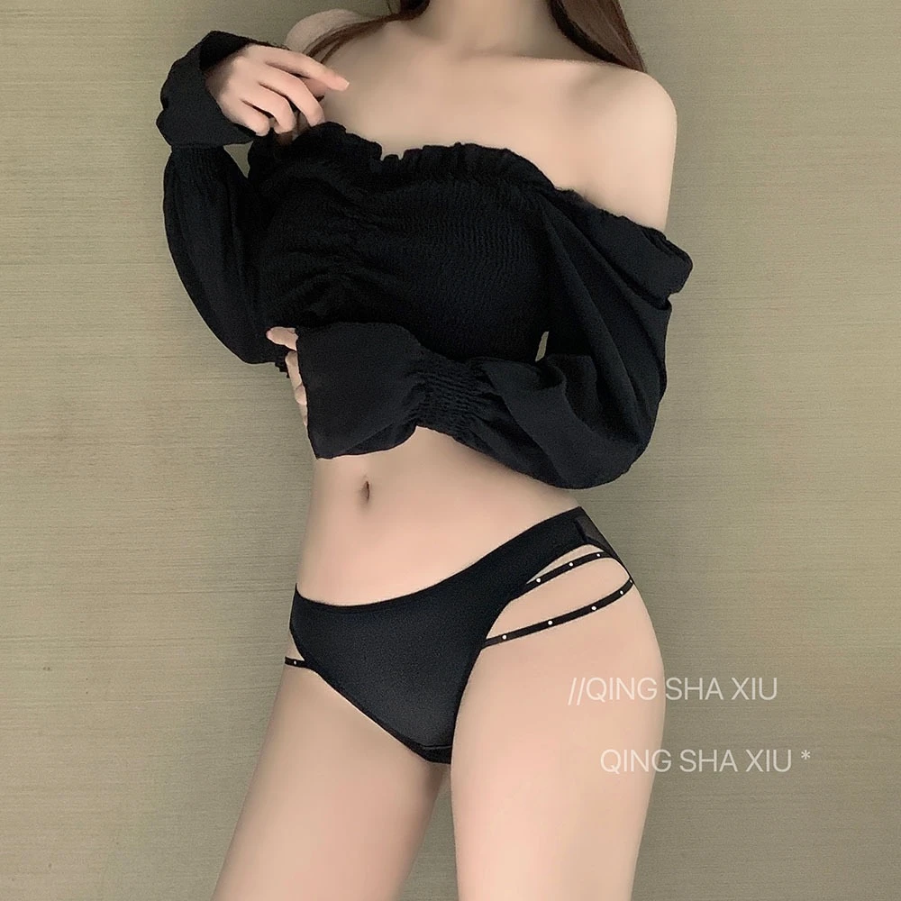 冰丝交叉镂空性感闪钻低腰透气舒适女士三角内裤