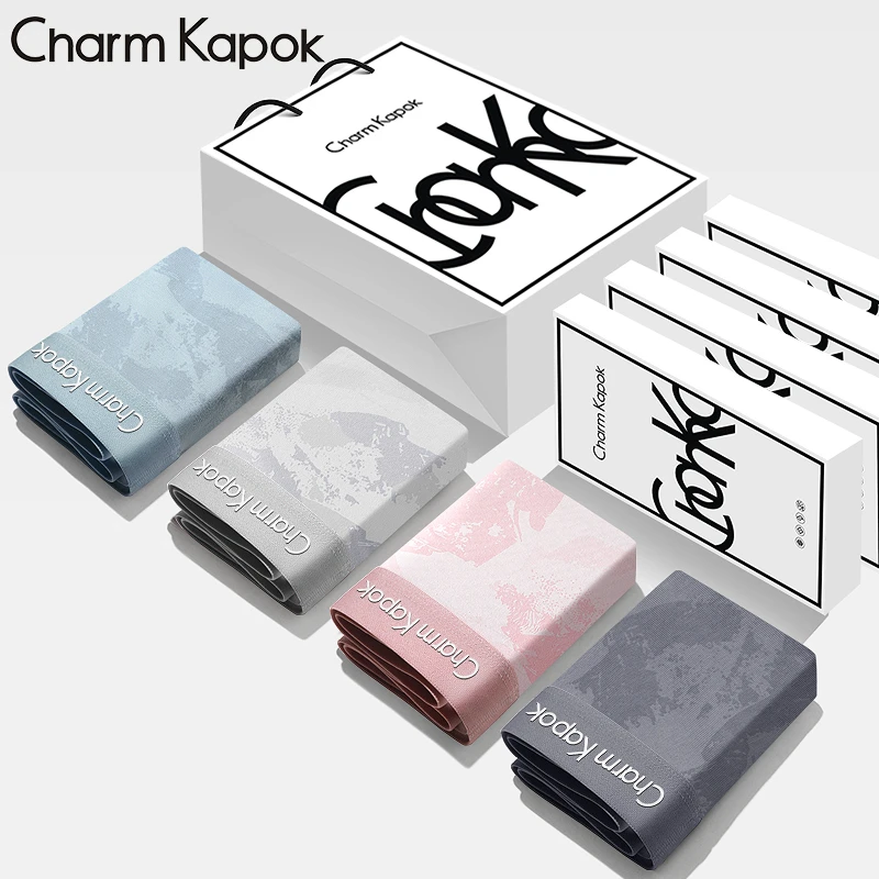 Charm Kapok男士内裤100%全棉裆纯棉质感四角裤抗菌印花短裤礼盒