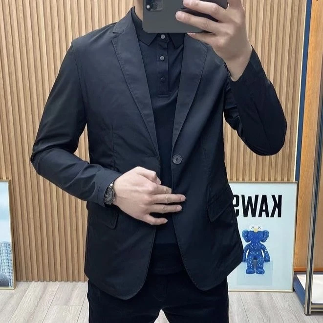 春夏新款休闲西服男士短款修身商务百搭帅气西装外套潮流男款西服