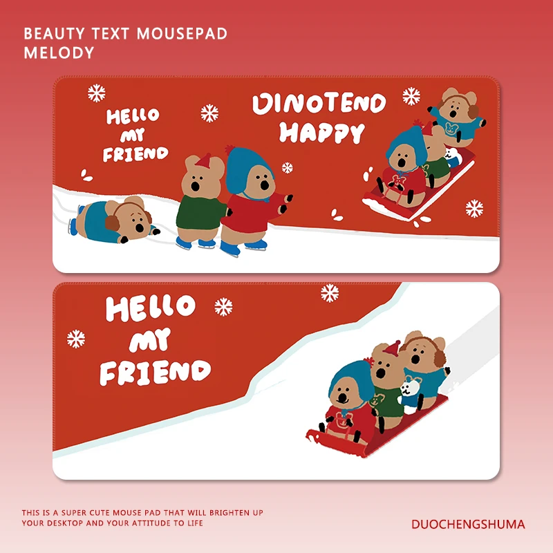 新年红柿子椒熊鼠标垫超大龙年限定卡通电脑键盘办公书桌护腕垫子