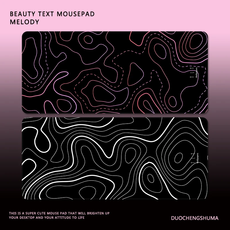 极简风等高线鼠标垫超大号高级感黑线条电竞游戏男生办公键盘桌垫