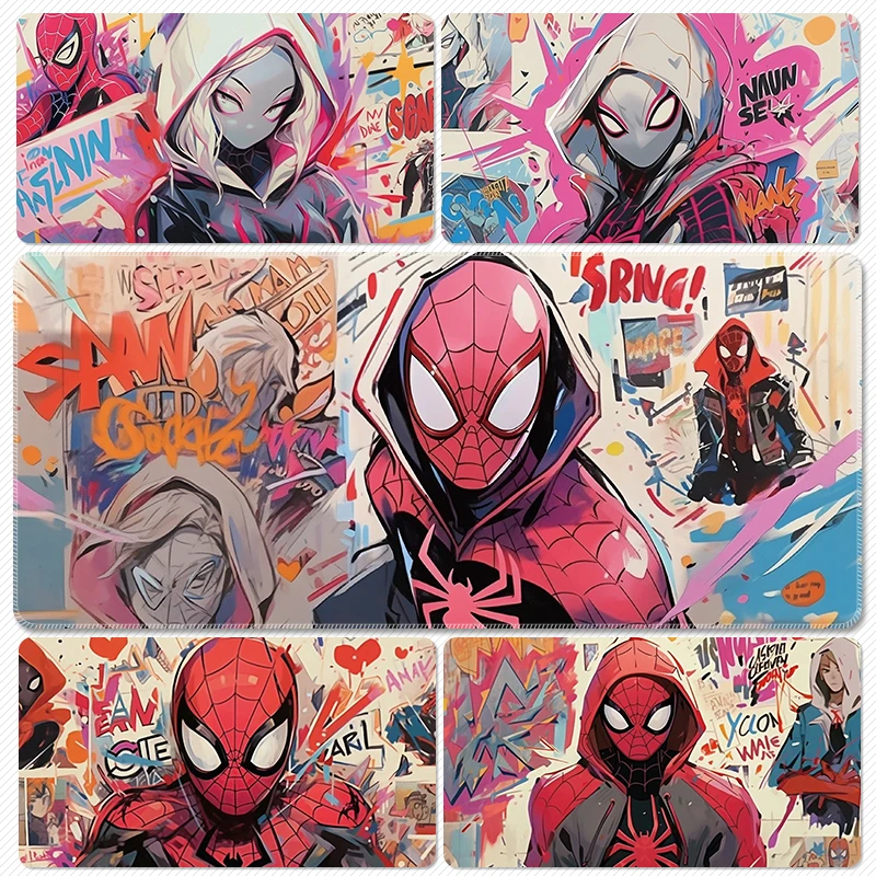 蜘蛛侠纵横宇宙鼠标垫超大号格温游戏电脑键盘加厚防滑漫威男桌垫