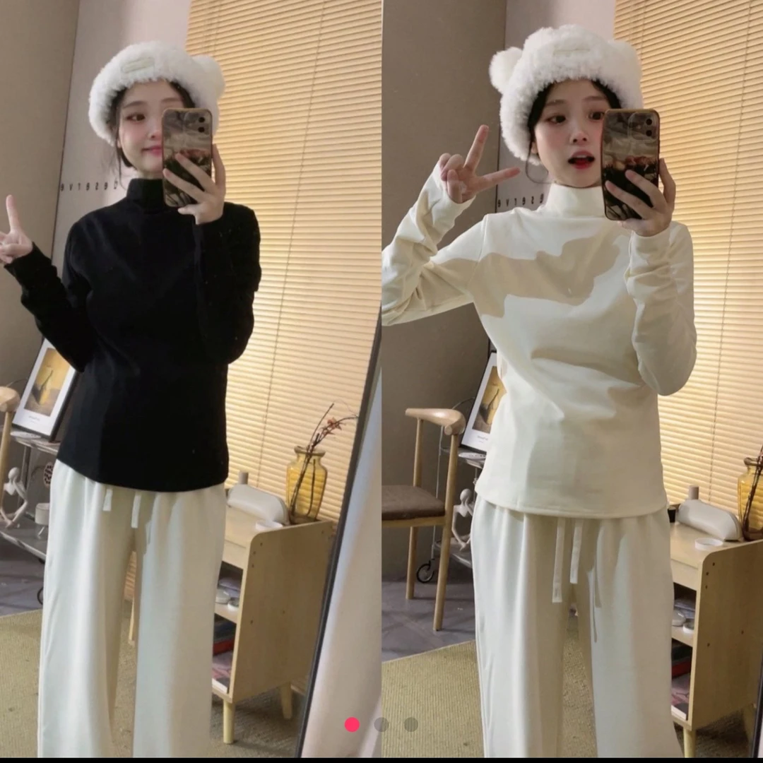 秋冬磨毛立领打底衫827