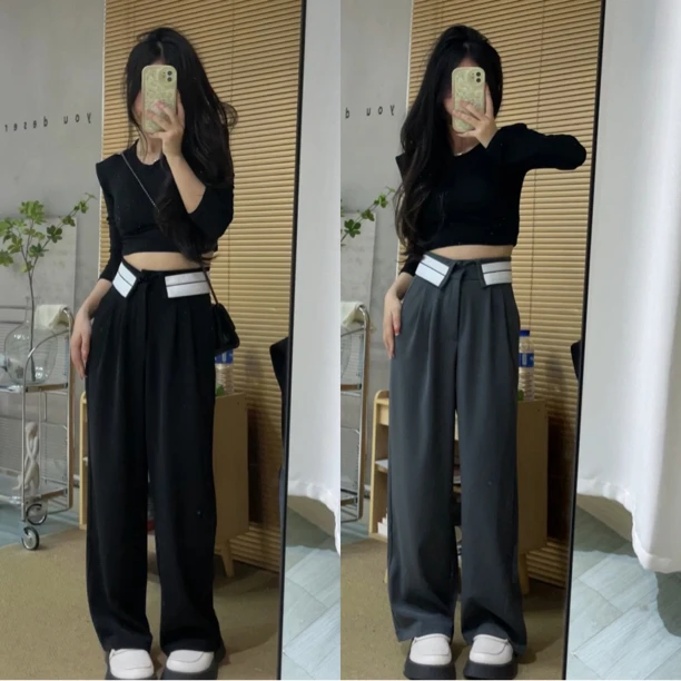 小个子美式辣妹宽松西装裤