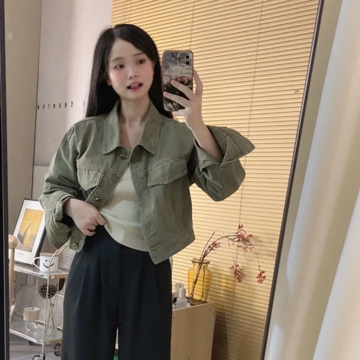 小个子韩系牛仔短款外套9517搭配吊带（单拍）