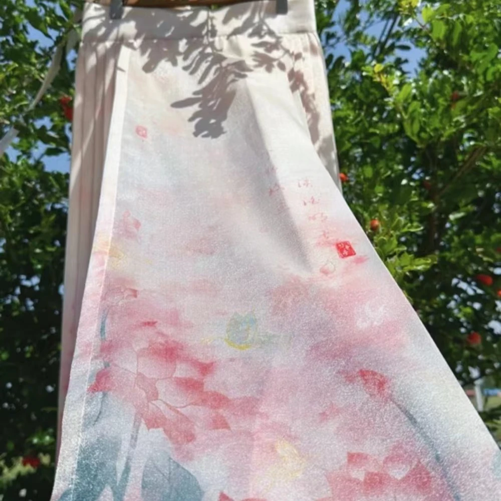 （爱莲说）六对折重工渐变马面裙夏季薄款纱透气