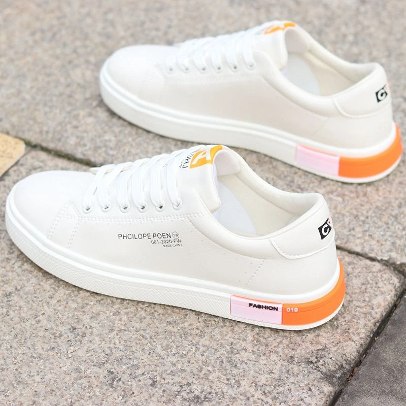 男士软底小白鞋春季新款百搭男鞋韩版潮流运动休闲鞋防水皮面板鞋