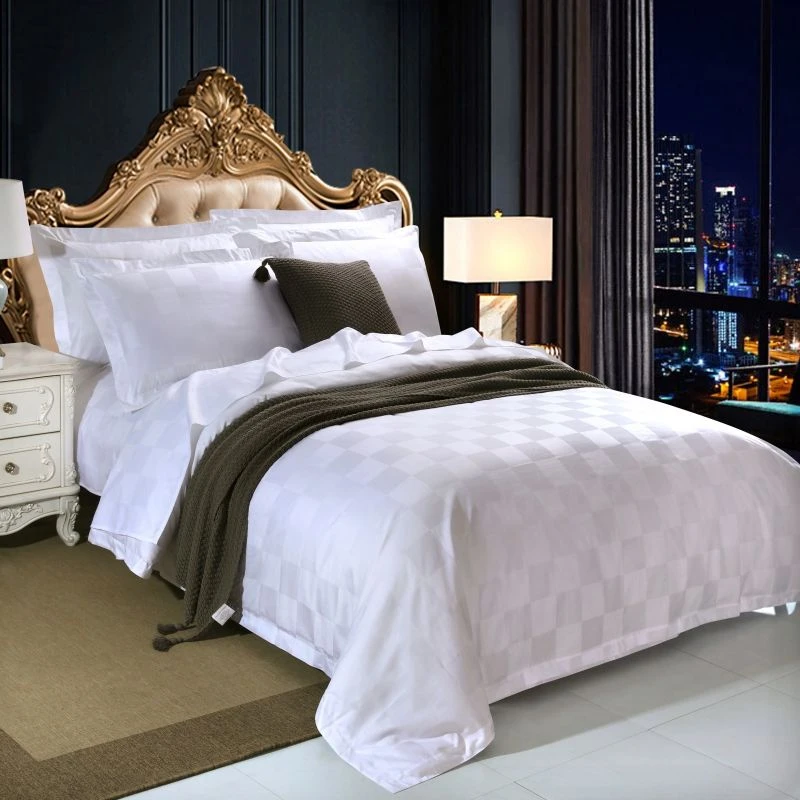 星级酒店民宿布草全棉60支九宫格宾馆四件套床上用品床单被套枕套