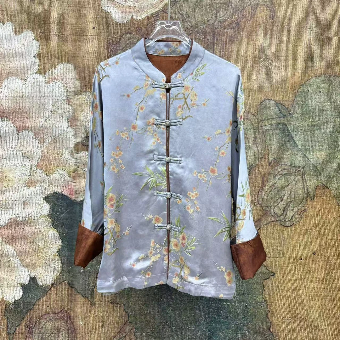 0545 新中式国潮复古手绘雕花宽松透气舒适上衣