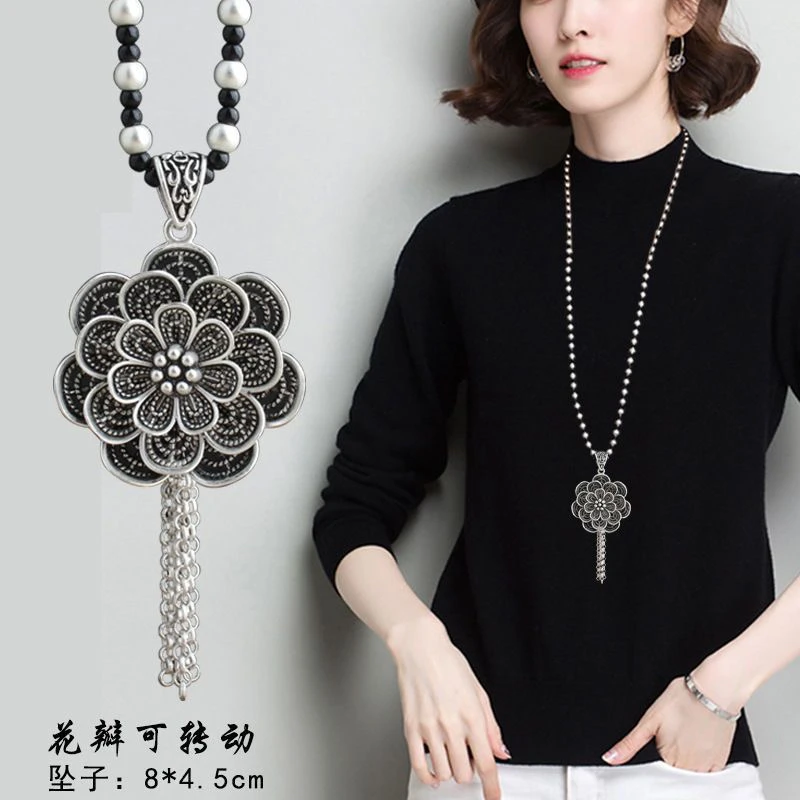 62 经典时来运转有钱华复古毛衣链，链子周长70厘米吊坠直径5厘米