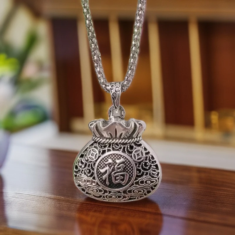 112 复古镂空大福袋毛衣链长款项链毛衣链带链子