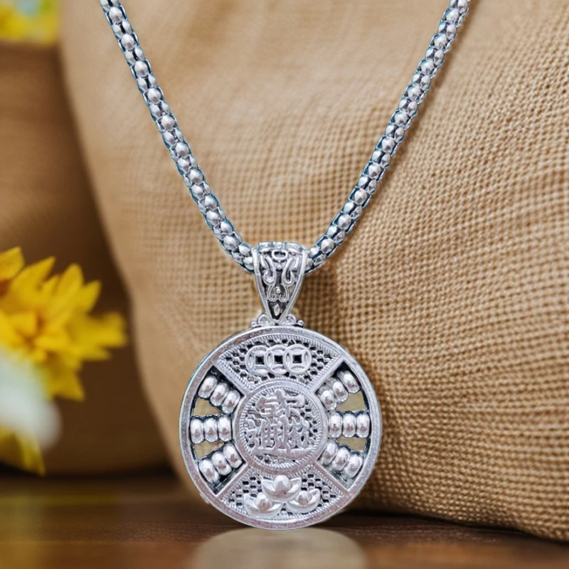 吊坠 16 女士复古圆算盘毛衣链 链子周长70厘米吊坠直径4厘米左右