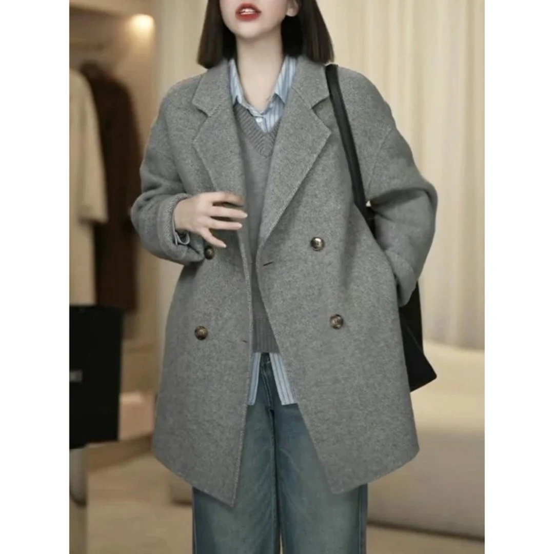 呢大衣长毛女大衣短款［８０６］毛呢大衣毛呢外套女高贵毛呢外套女