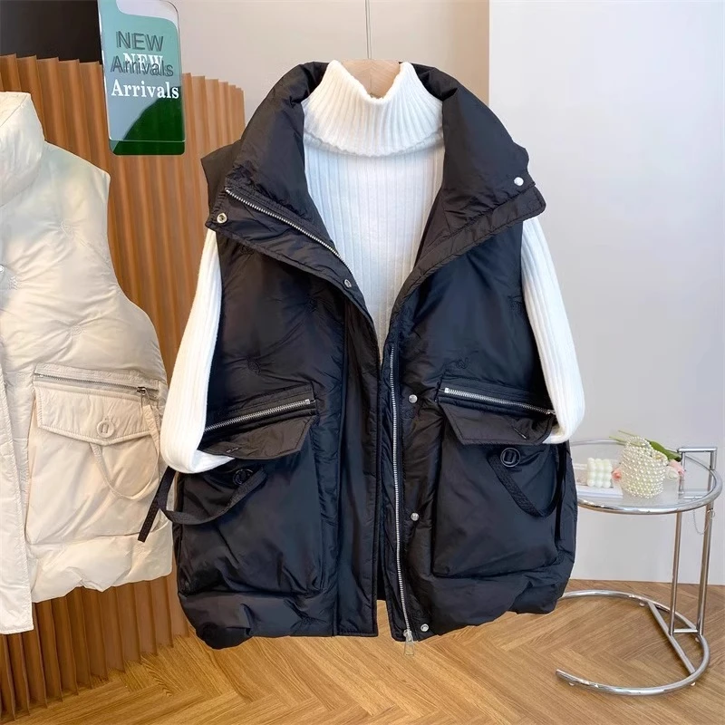 特大码欧版百搭棉服马甲女胖MM宽松遮肉外穿秋冬新款背心坎肩马夹