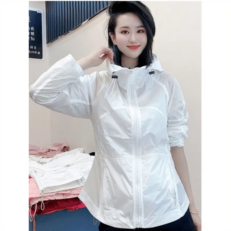 特大码300斤夏季轻薄连帽防晒衣女外搭收腰显瘦透气宽松凉感外套