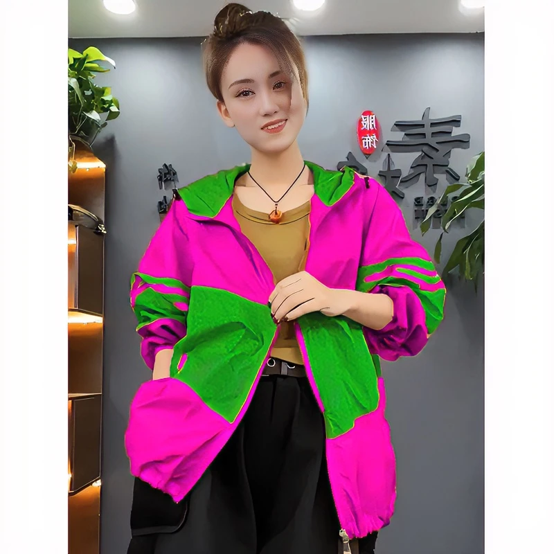 特大码300斤胖MM欧洲站撞色防晒衣薄外套夏季新款防紫外线上衣女