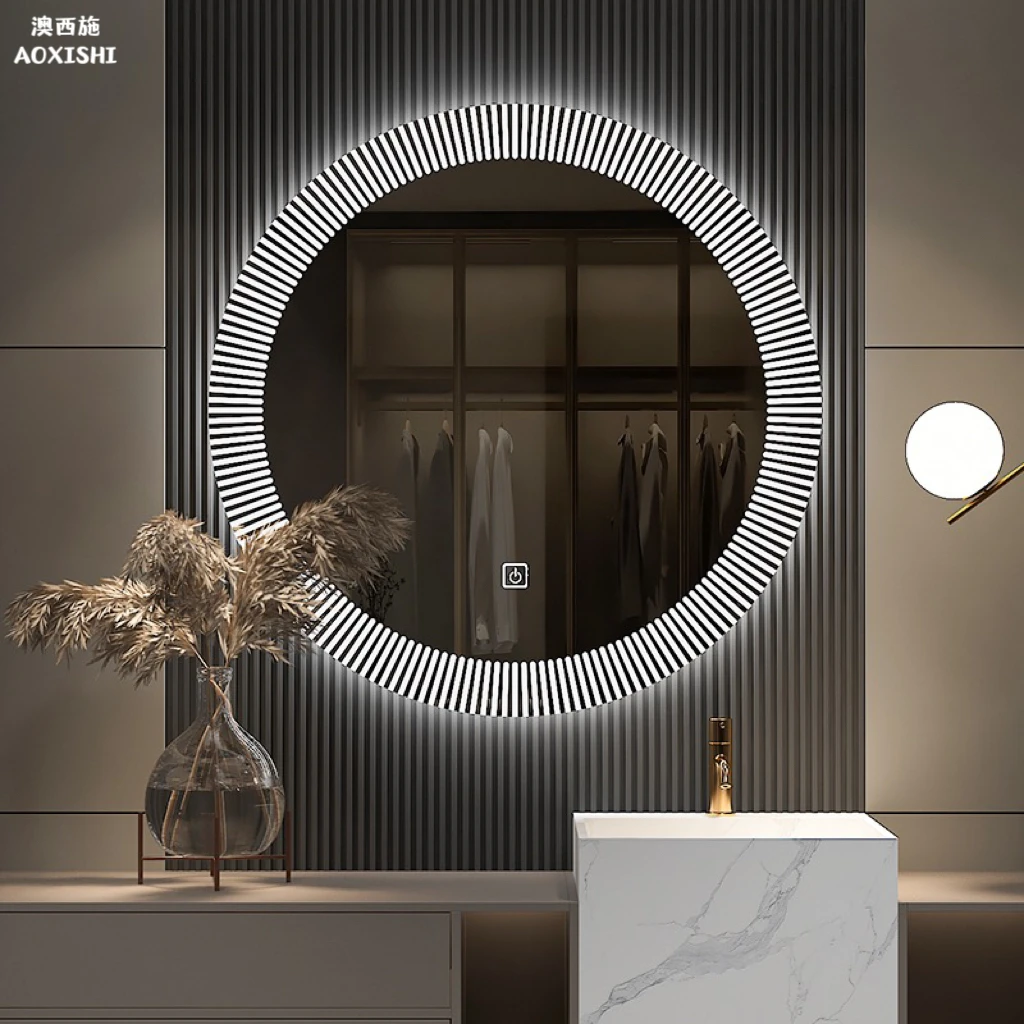 澳西施网红镜子化妆镜贴墙带灯挂墙梳妆台led灯家用卧室简约自粘