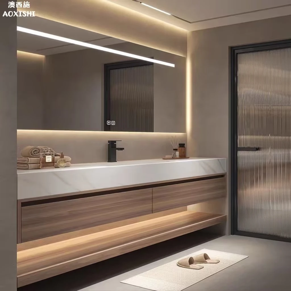 澳西施品质一体浴室柜组合现代简约卫生间洗脸盆柜定制洗漱台盆柜