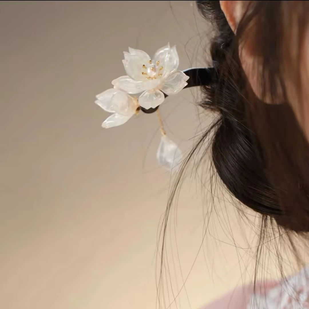 栀子花发簪古风汉服旗袍配饰发饰中国风日常盘发簪子流苏步摇发钗