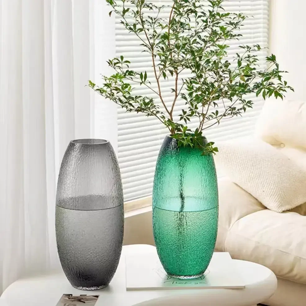 25cm大号落地玻璃花瓶轻奢水养富贵竹雪柳马醉木吊钟yw