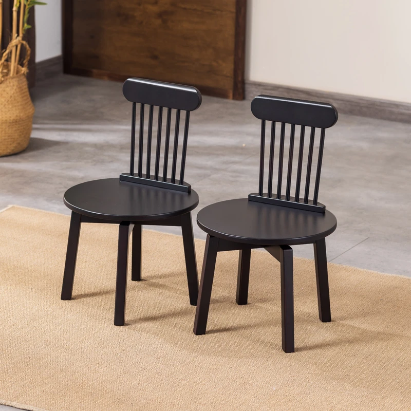 椅子旋转楠竹深色小椅子室内户外餐桌椅