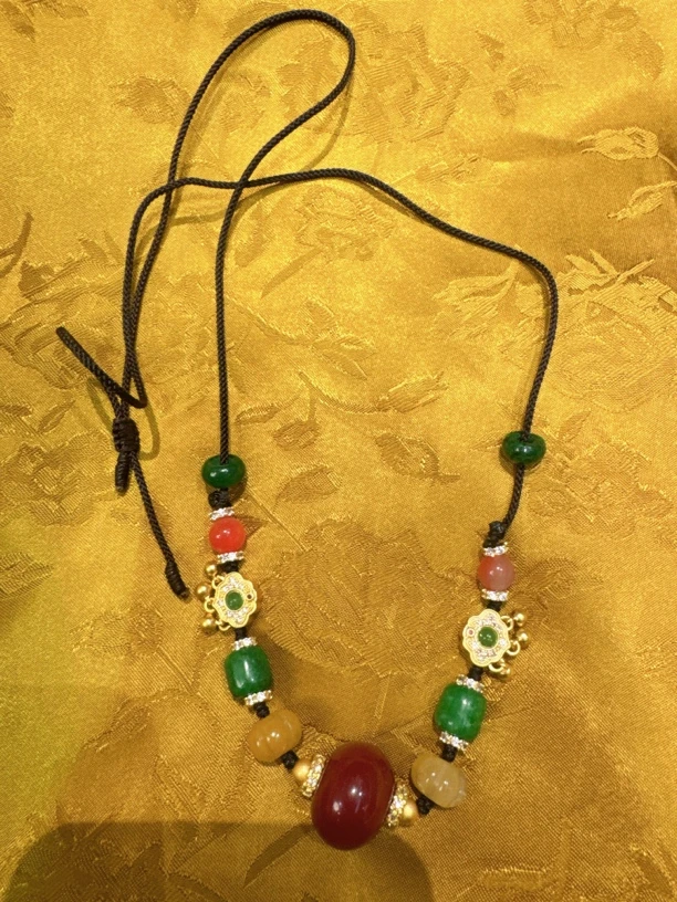 非金属树脂项链 锁骨链升级款《转运珠》时尚绿色复古珠宝百搭