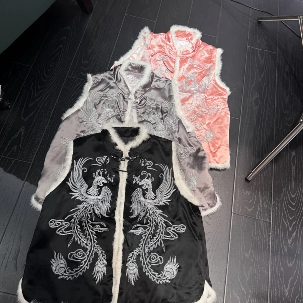 1338#《双凤》双面刺绣百搭宽松马甲复古中式网红