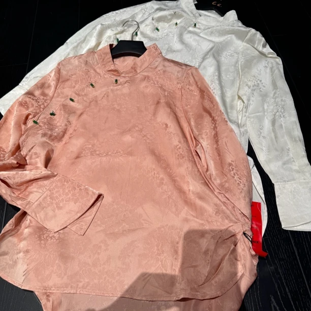 508#重工国服百搭款衫新中式紫色复古时尚提花夏季网红