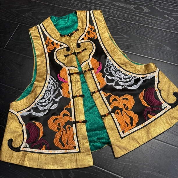 62971#《黄金马甲》#重工国服百万针刺富贵刺绣新中式百搭宽松马甲