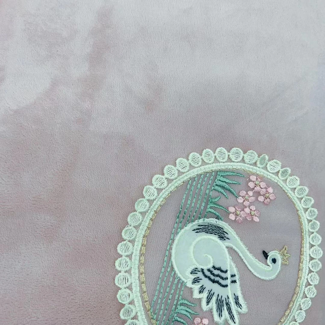 【宠粉浮力】 全工艺精品高端天鹅刺绣亲肤保暖牛奶绒床单-浅豆沙