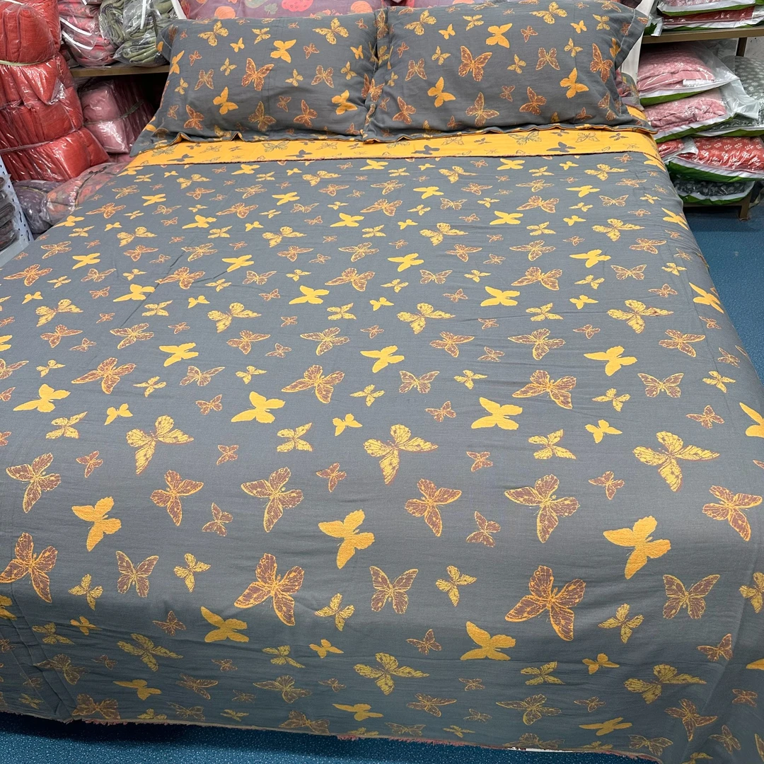 双层纱A类全棉色织提花 多功能面料床单被套定制床上用品联系客服